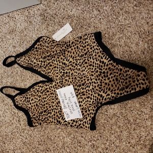Leopard print one piece swimsuit